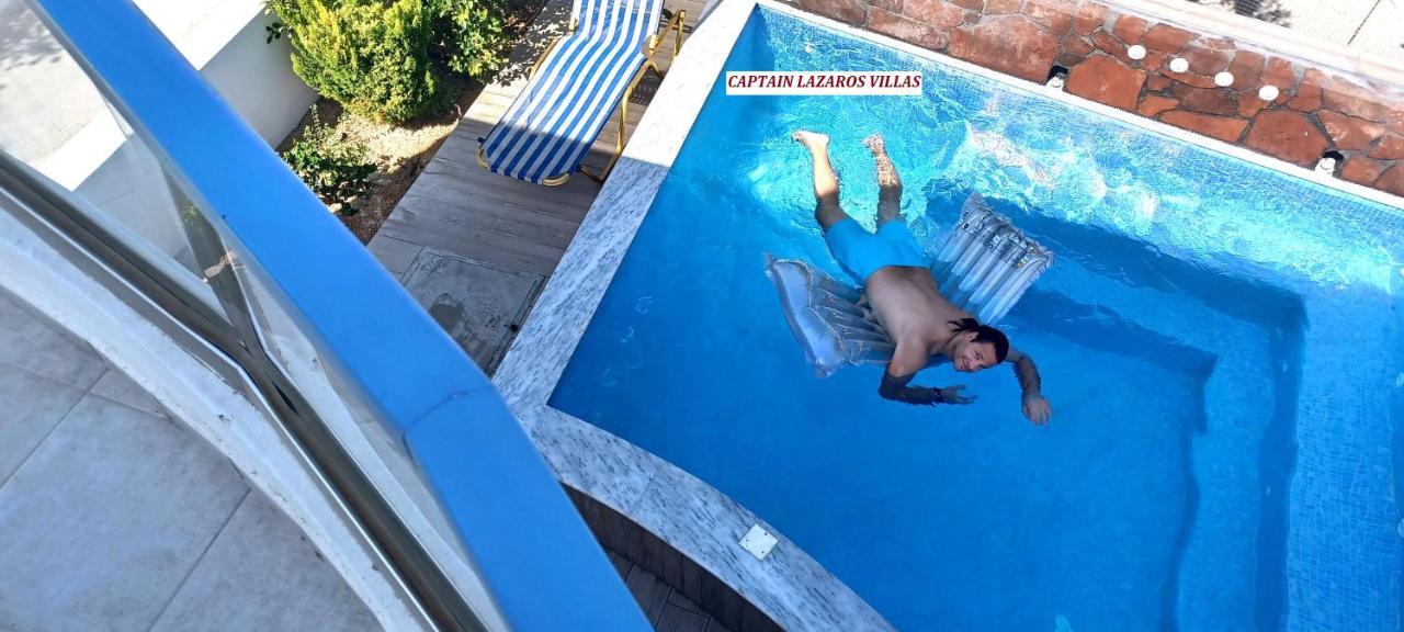 פריסה Located By The Sea One Beachfront Private Captain Lazaros Pool Villa With Loft In 750Sqm Spacious Private Plot-Jacuzzi-Sunrelax-Furnished Terace-Gazebo-Private Parking,Sleep 3 Adults And 2 Children, Just Steps From The Black Beach-Seaview מראה חיצוני תמונה