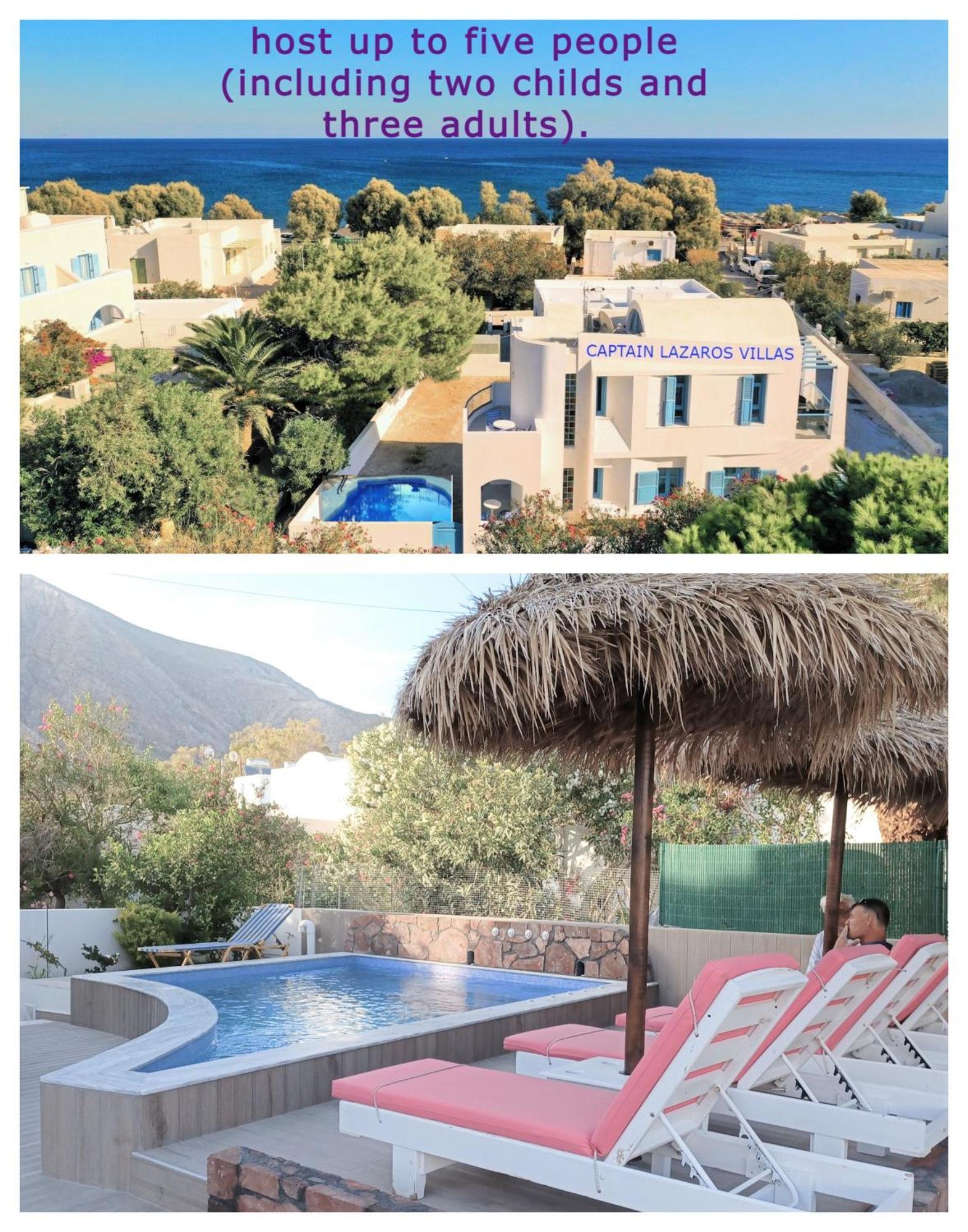 פריסה Located By The Sea One Beachfront Private Captain Lazaros Pool Villa With Loft In 750Sqm Spacious Private Plot-Jacuzzi-Sunrelax-Furnished Terace-Gazebo-Private Parking,Sleep 3 Adults And 2 Children, Just Steps From The Black Beach-Seaview מראה חיצוני תמונה