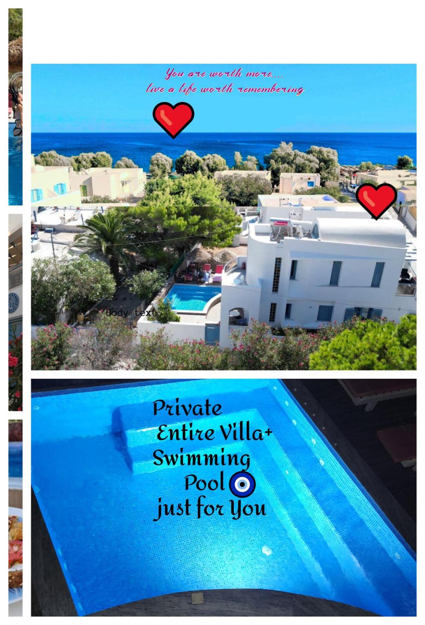 פריסה Located By The Sea One Beachfront Private Captain Lazaros Pool Villa With Loft In 750Sqm Spacious Private Plot-Jacuzzi-Sunrelax-Furnished Terace-Gazebo-Private Parking,Sleep 3 Adults And 2 Children, Just Steps From The Black Beach-Seaview מראה חיצוני תמונה