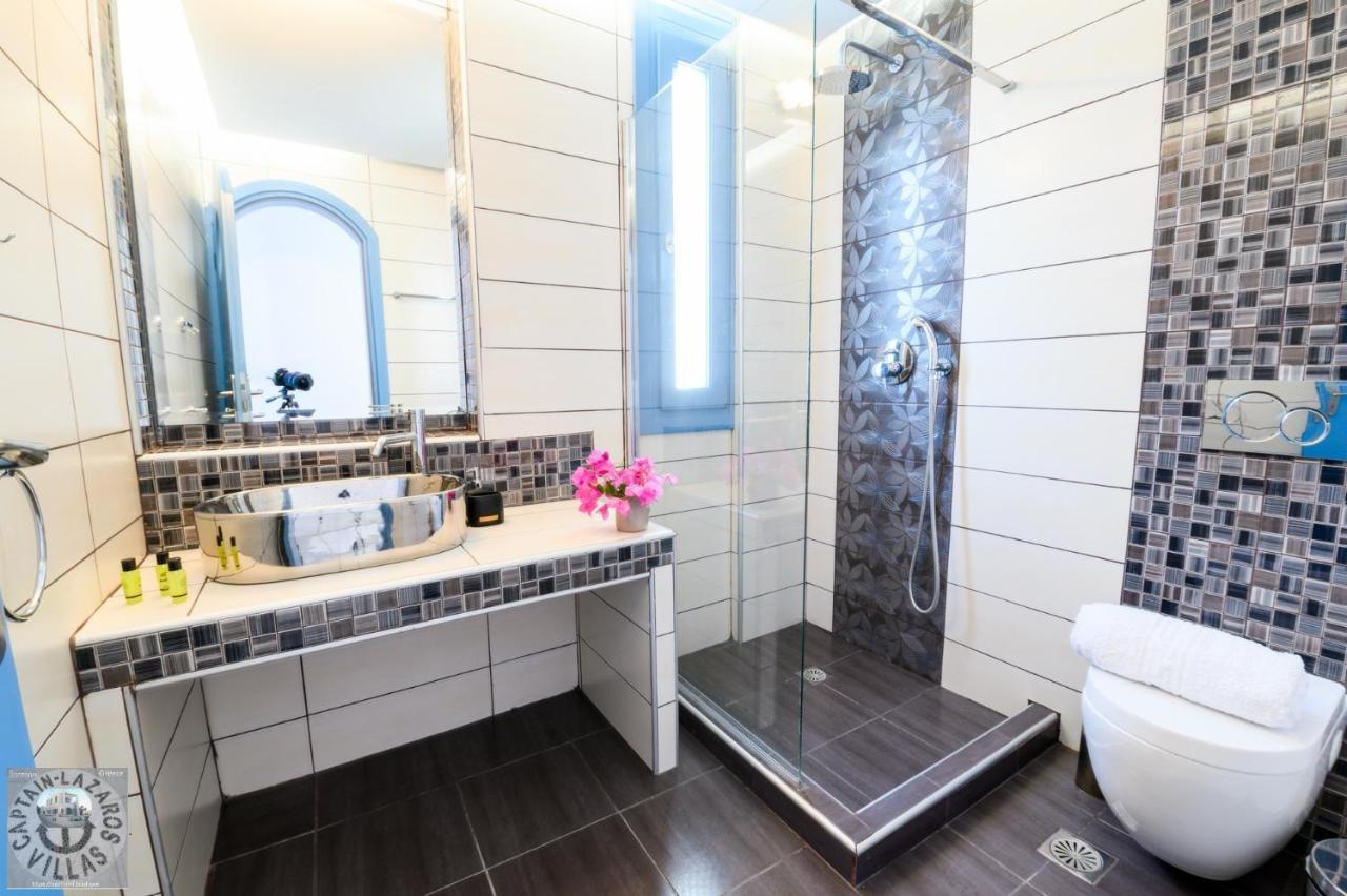 פריסה Located By The Sea One Beachfront Private Captain Lazaros Pool Villa With Loft In 750Sqm Spacious Private Plot-Jacuzzi-Sunrelax-Furnished Terace-Gazebo-Private Parking,Sleep 3 Adults And 2 Children, Just Steps From The Black Beach-Seaview מראה חיצוני תמונה